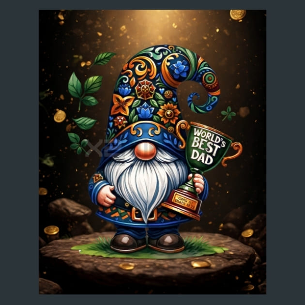 #1 Dad Gnome 4 Metal Wall Art and Desktop Mouse Pad by X2Metal