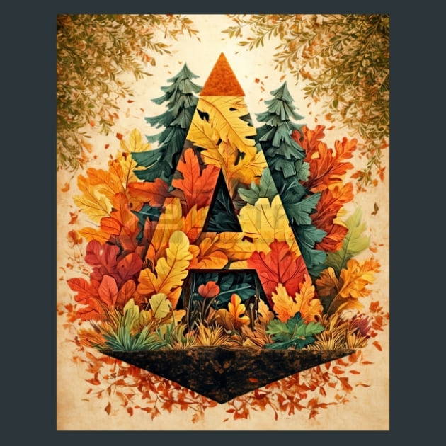 A Autumn Alphabets Metal Wall Art and Desktop Mouse Pad by X2Metal