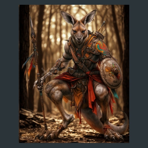 Aboriginal Kangaroo Warriors Metal Wall Art and Desktop Mouse Pad by X2Metal