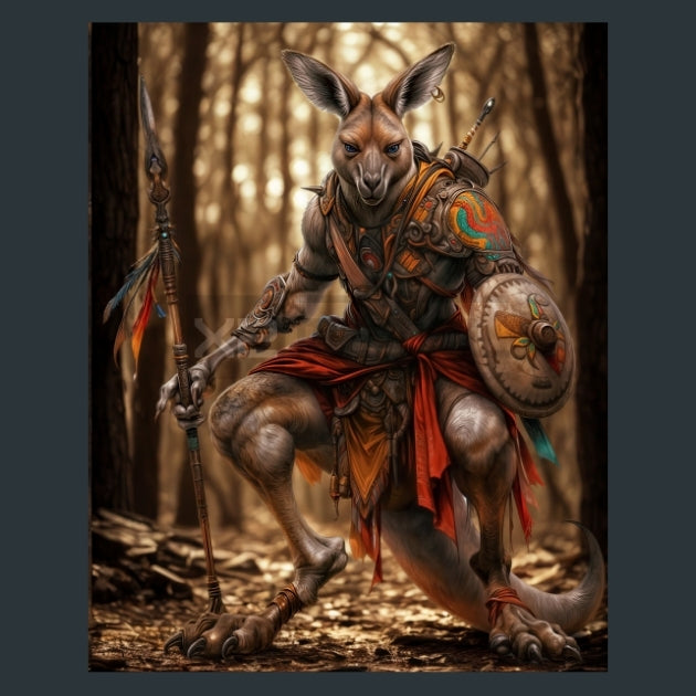 Aboriginal Kangaroo Warriors Metal Wall Art and Desktop Mouse Pad by X2Metal