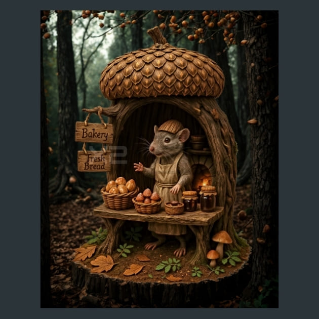 Acorn Bakery Metal Wall Art and Desktop Mouse Pad by X2Metal