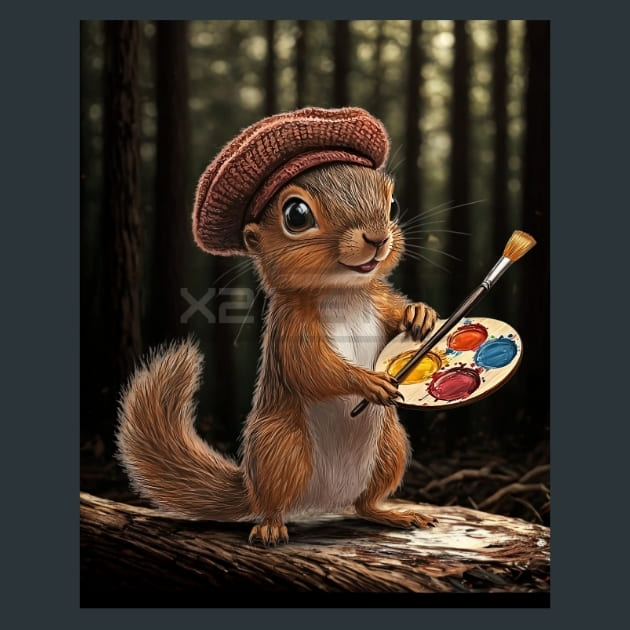 Adorabel Squirrel 26 Metal Wall Art and Desktop Mouse Pad by X2Metal