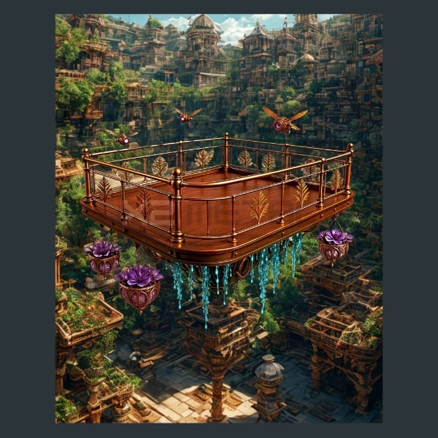 Aerial_Garden_Platform-Steampunk_metal_prints_posters_mouse_pads