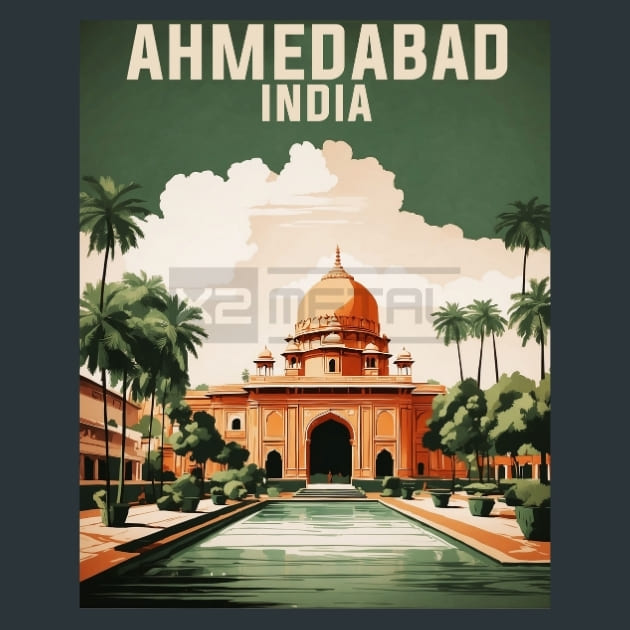 Ahmedabad 2 India Metal Wall Art and Desktop Mouse Pad by X2Metal