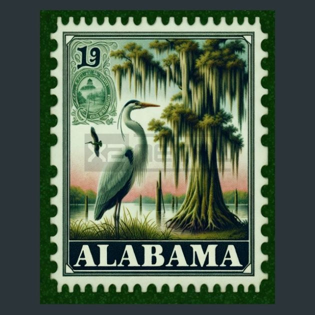 Alabama Stamp 2 Metal Wall Art and Desktop Mouse Pad by X2Metal