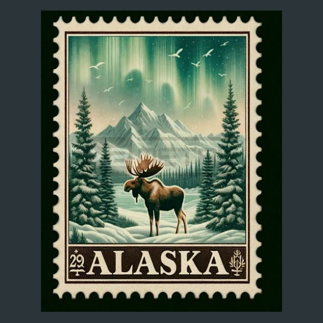 Alaska-Stamp-Metal-Prints