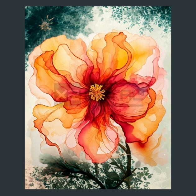 Alcohol Ink Flower 11 Metal Wall Art and Desktop Mouse Pad by X2Metal