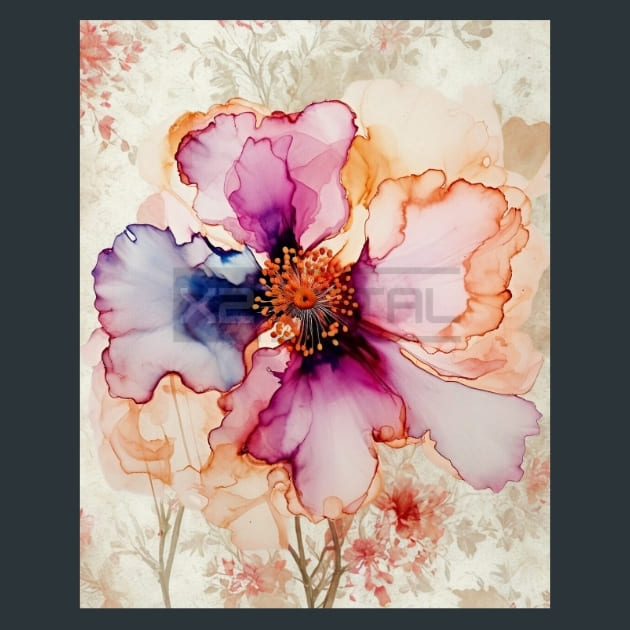 Alcohol Ink Flower 13 Metal Wall Art and Desktop Mouse Pad by X2Metal