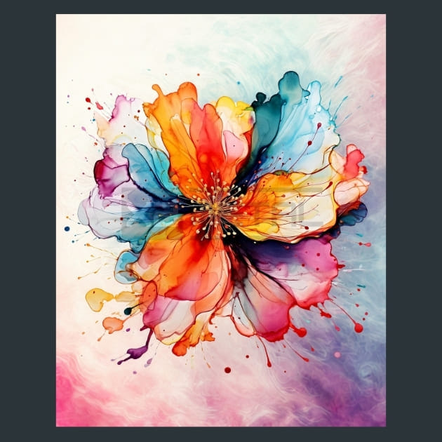 Alcohol Ink Flower 1 Metal Wall Art and Desktop Mouse Pad by X2Metal