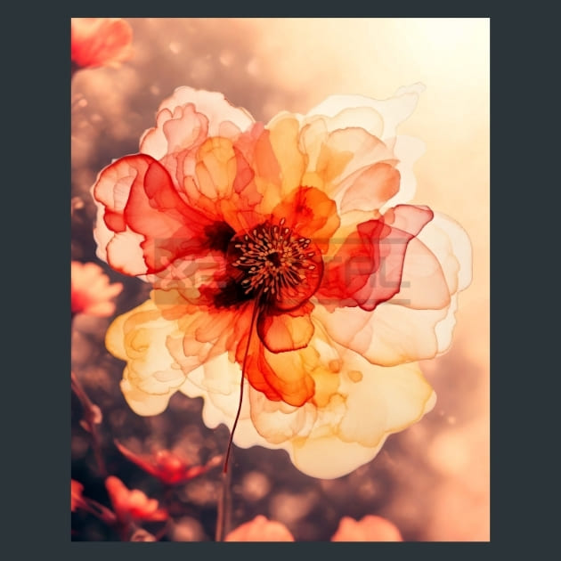 Alcohol Ink Flower 25 Metal Wall Art and Desktop Mouse Pad by X2Metal