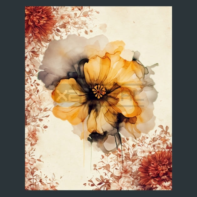 Alcohol Ink Flower 3 Metal Wall Art and Desktop Mouse Pad by X2Metal