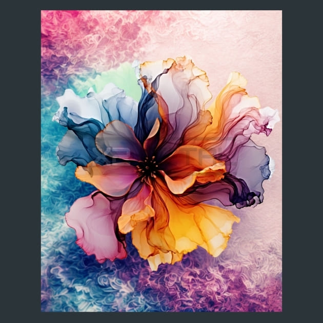 Alcohol Ink Flower 4 Metal Wall Art and Desktop Mouse Pad by X2Metal