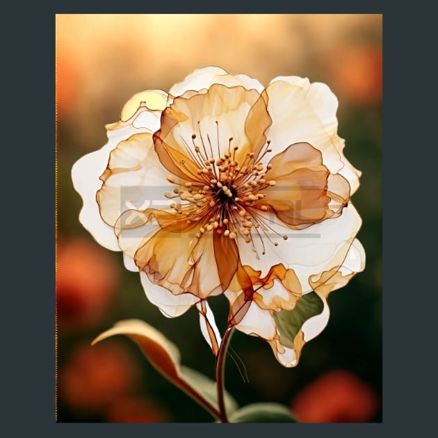 Alcohol Ink Flower 5 Metal Wall Art and Desktop Mouse Pad by X2Metal