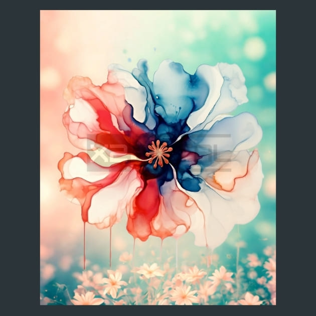 Alcohol Ink Flower 9 Metal Wall Art and Desktop Mouse Pad by X2Metal