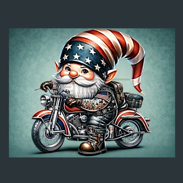 Biker Gnomes 10 Metal Wall Art and Desktop Mouse Pad by X2Metal