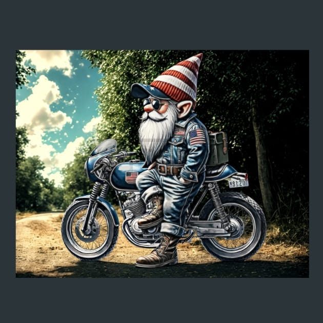 Biker Gnomes 11 Metal Wall Art and Desktop Mouse Pad by X2Metal