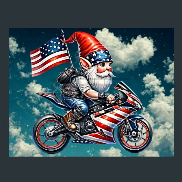 Biker Gnomes 6 Metal Wall Art and Desktop Mouse Pad by X2Metal