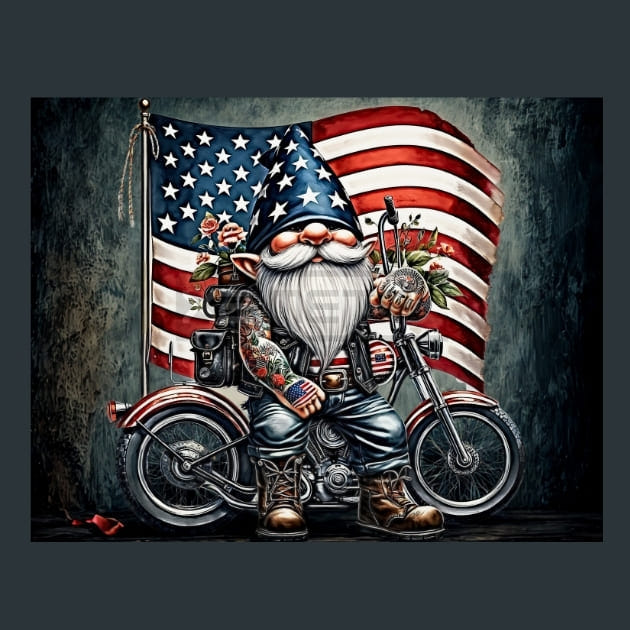 Biker Gnomes 9 Metal Wall Art and Desktop Mouse Pad by X2Metal