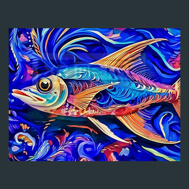 Anchovy Dream Sea Metal Wall Art and Desktop Mouse Pad by X2Metal