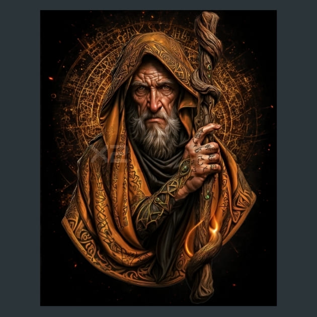 Ancient Archmage wizard 2 Metal Wall Art and Desktop Mouse Pad by X2Metal