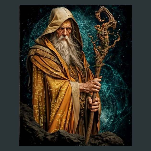 Ancient Archmage wizard 3 Metal Wall Art and Desktop Mouse Pad by X2Metal
