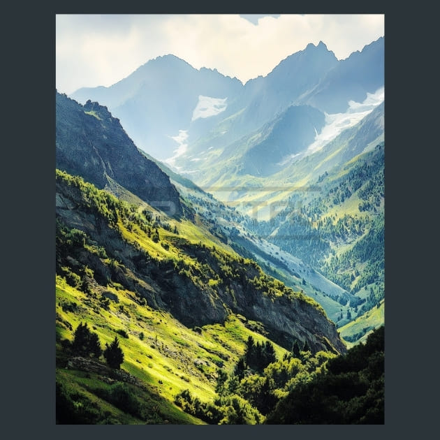 Andorra Pyrenees Mountain Landscape View Metal Wall Art and Desktop Mouse Pad by X2Metal