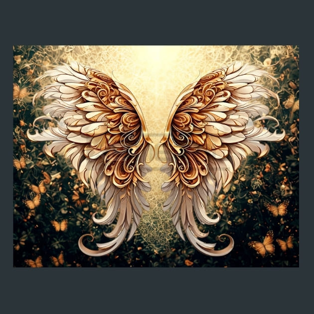 Angel Wings 17 Metal Wall Art and Desktop Mouse Pad by X2Metal