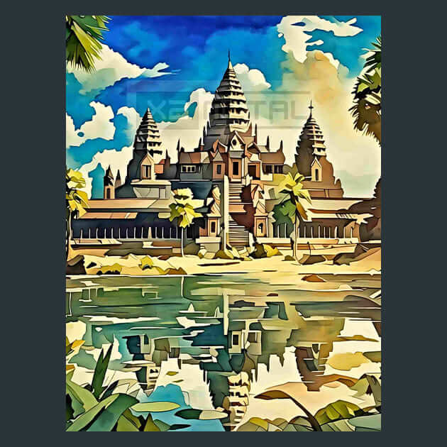 Angkor Wat Cambodia Metal Wall Art and Desktop Mouse Pad by X2Metal