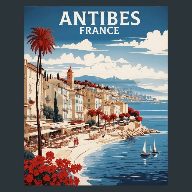 Antibes France Metal Wall Art and Desktop Mouse Pad by X2Metal