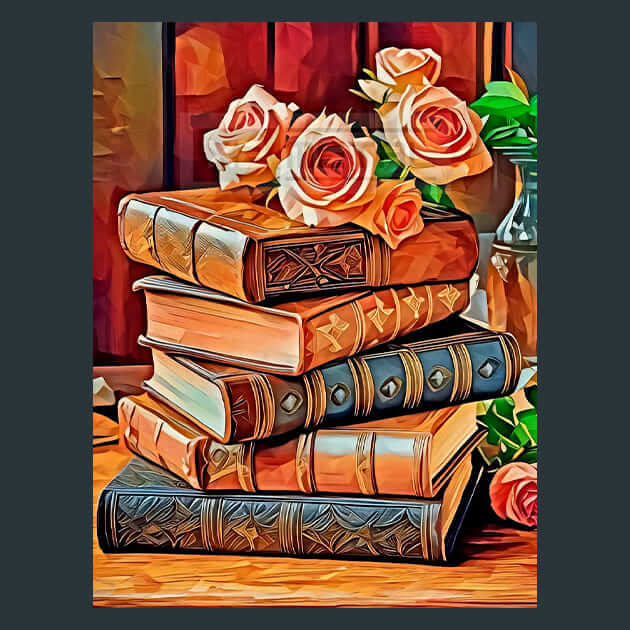 Antique Books Roses Metal Wall Art and Desktop Mouse Pad by X2Metal
