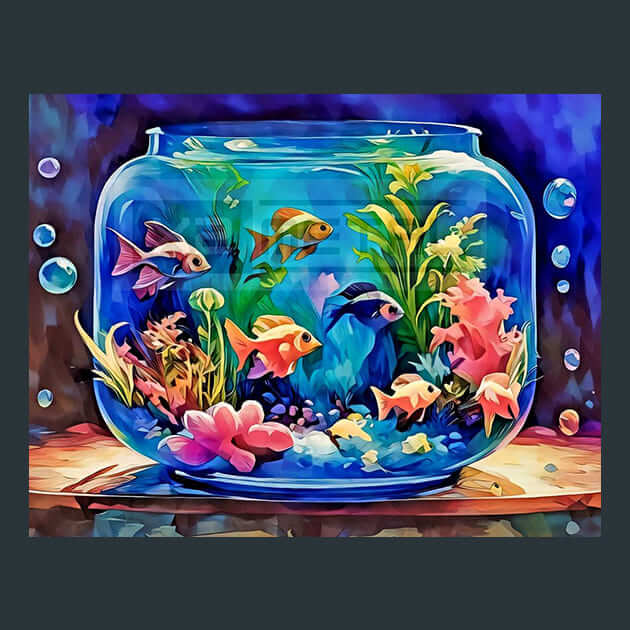 Aquarium Blissful Fish Metal Wall Art and Desktop Mouse Pad by X2Metal