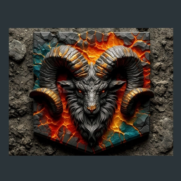 Aries-Zodiac-Stone-Tablet Metal Wall Art and Desktop Mouse Pad by X2Metal