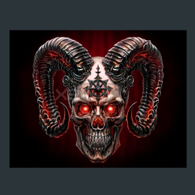 Aries-skull-Zodiac-Signs-Skull Metal Wall Art and Desktop Mouse Pad by X2Metal