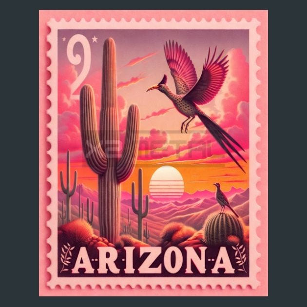Arizona Stamp Metal Wall Art and Desktop Mouse Pad by X2Metal
