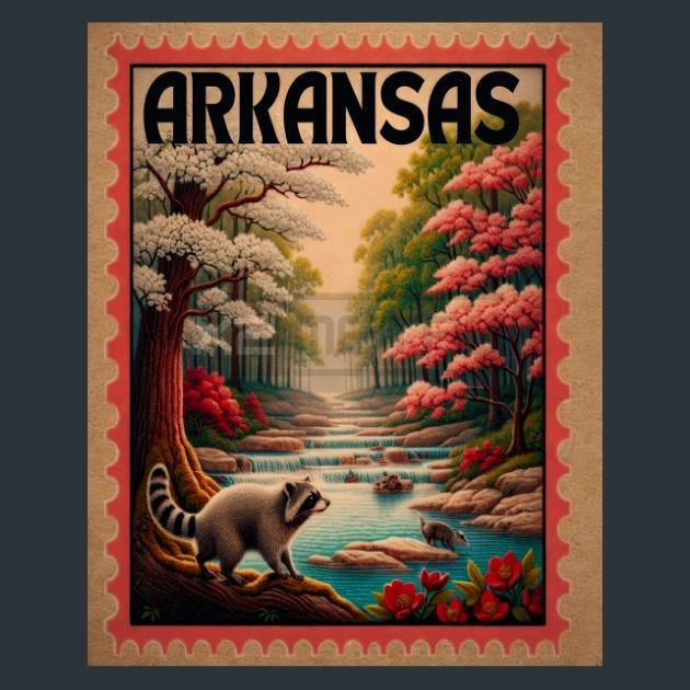 Arkansas Stamp Metal Wall Art and Desktop Mouse Pad by X2Metal