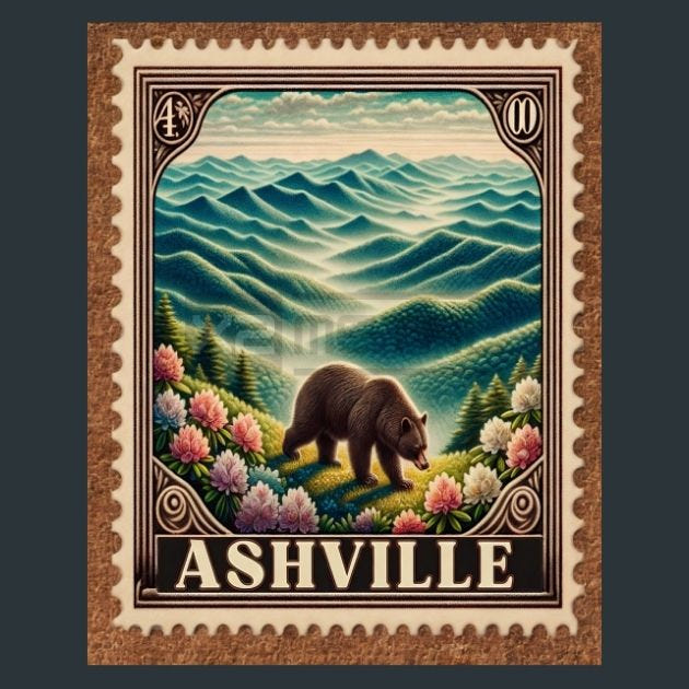 Ashville Stamp Metal Wall Art and Desktop Mouse Pad by X2Metal