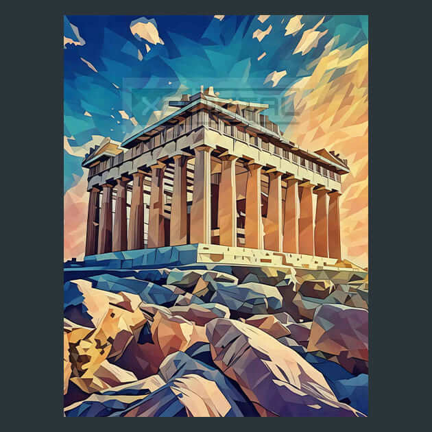 Athena's Temple Metal Wall Art and Desktop Mouse Pad by X2Metal