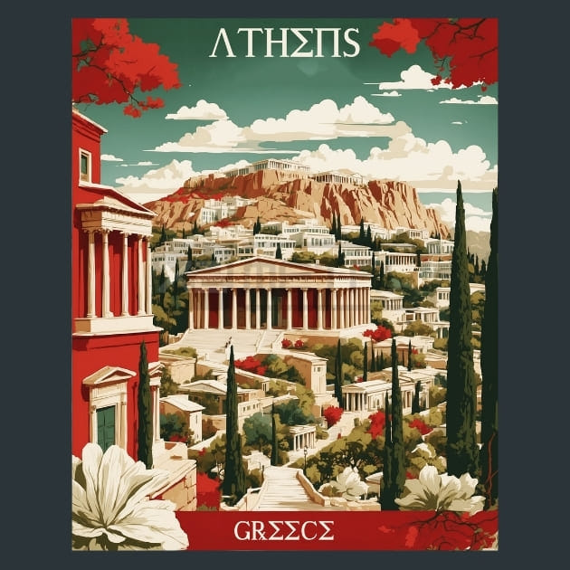 Athens Greece Metal Wall Art and Desktop Mouse Pad by X2Metal