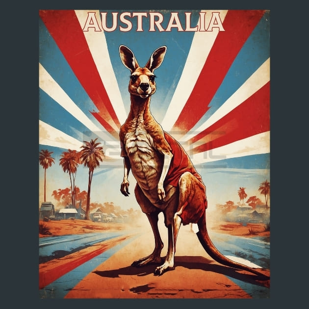 Australia kangaroo Metal Wall Art and Desktop Mouse Pad by X2Metal