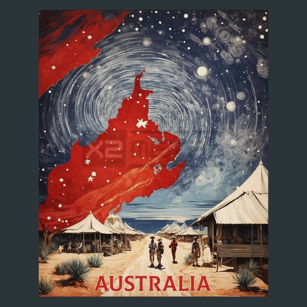 Australia Starry Night Metal Wall Art and Desktop Mouse Pad by X2Metal