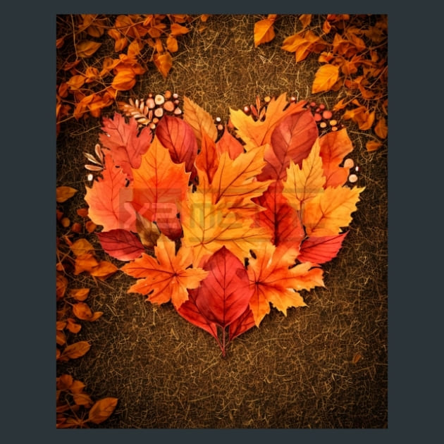 Autumn Heart 3 Metal Wall Art and Desktop Mouse Pad by X2Metal
