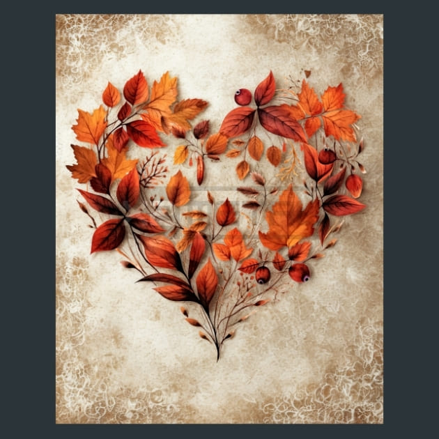 Autumn Heart 4 Metal Wall Art and Desktop Mouse Pad by X2Metal