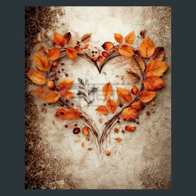 Autumn Heart 7 Metal Wall Art and Desktop Mouse Pad by X2Metal