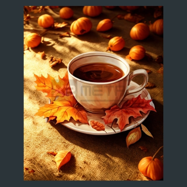 Autumn Tea 13 Metal Wall Art and Desktop Mouse Pad by X2Metal