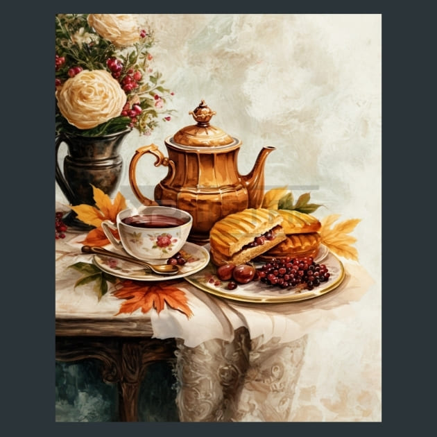 Autumn Tea 1 Metal Wall Art and Desktop Mouse Pad by X2Metal