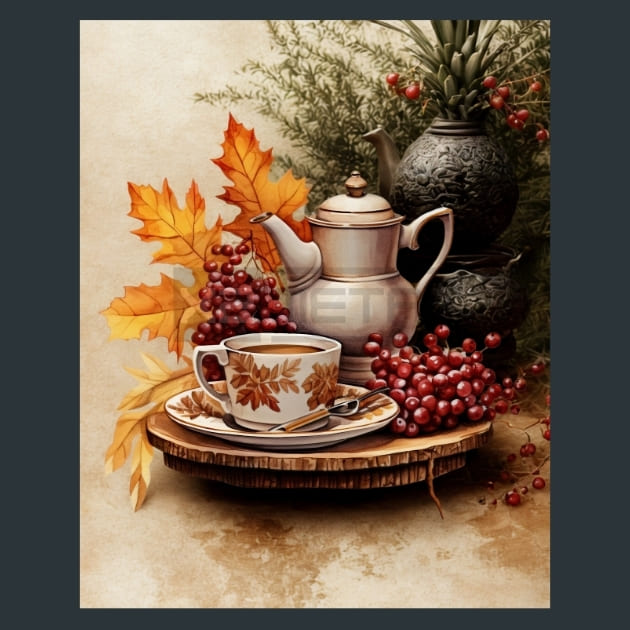 Autumn Tea 22 Metal Wall Art and Desktop Mouse Pad by X2Metal