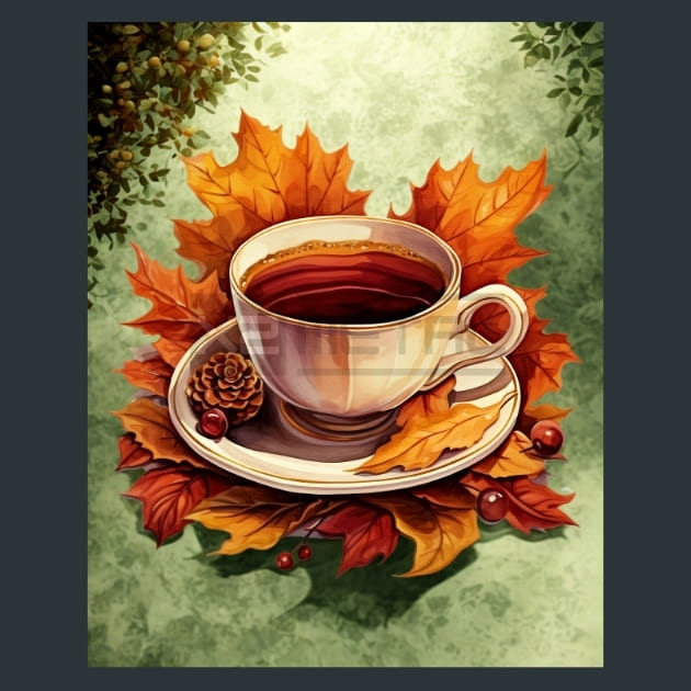 Autumn Tea 29 Metal Wall Art and Desktop Mouse Pad by X2Metal