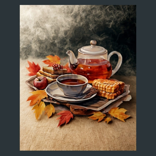 Autumn Tea 30 Metal Wall Art and Desktop Mouse Pad by X2Metal