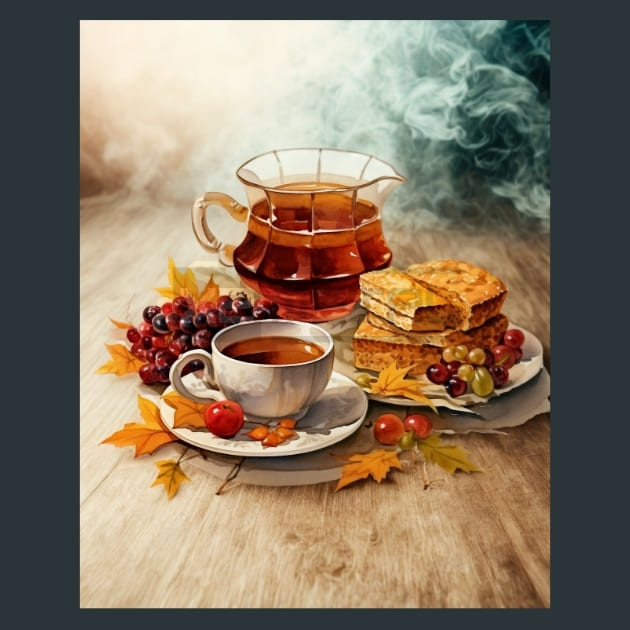 Autumn Tea 33 Metal Wall Art and Desktop Mouse Pad by X2Metal
