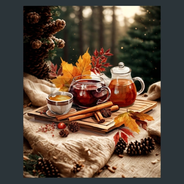Autumn Tea 36 Metal Wall Art and Desktop Mouse Pad by X2Metal